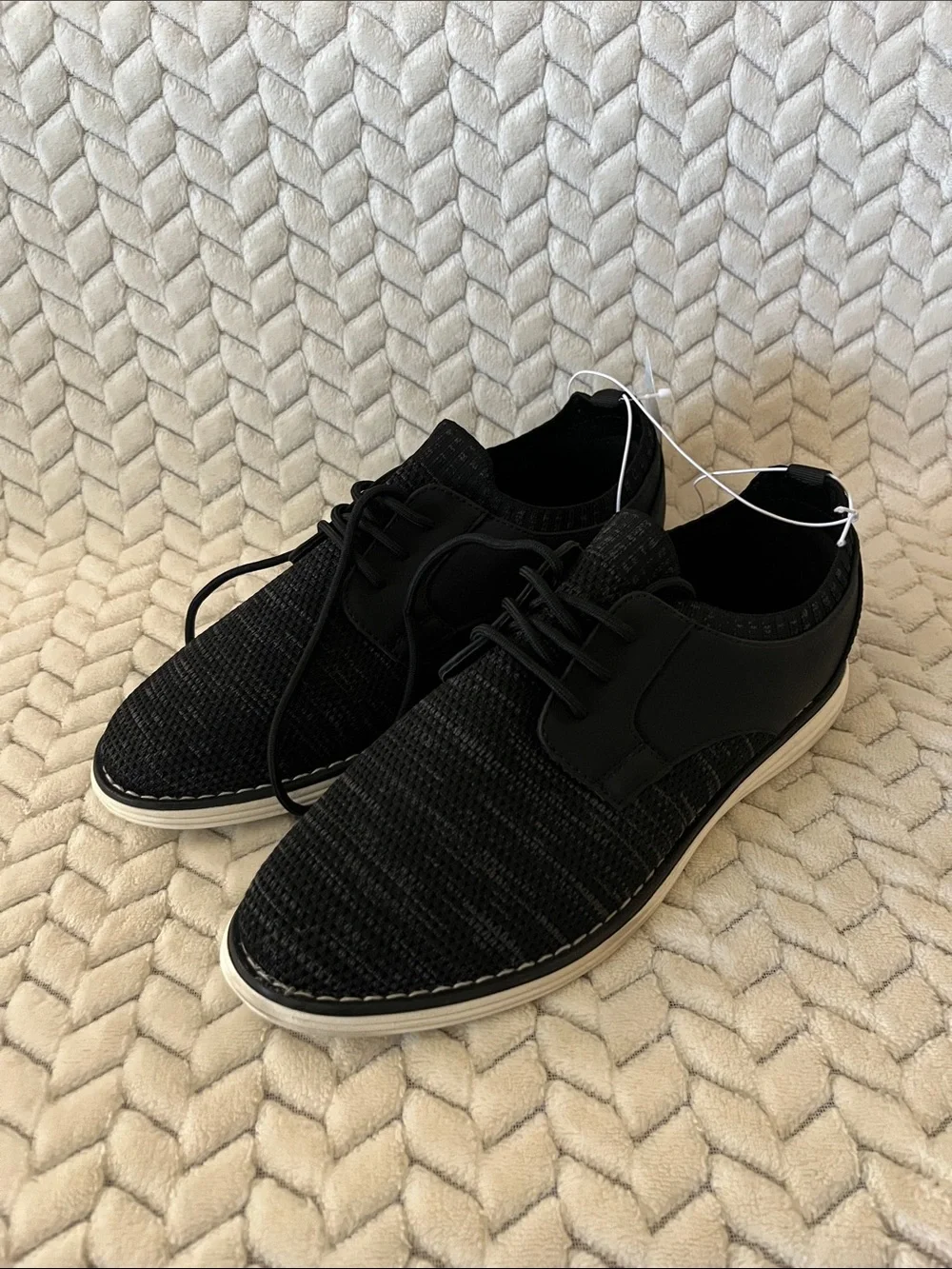Cat & Jack Black Knit Dress Shoes with White Sole